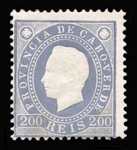 CAPE VERDE Scott #22 1886 King Luiz unused, small spots of gum loss, thin spot