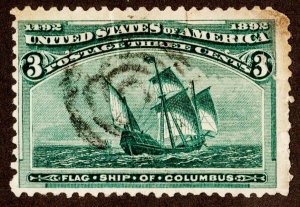 United States Scott 232 Used with rounded corner.