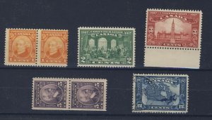 7x Canada Stamps #141-1c Pr #142-2c #143-3c #144 Pr #145-12c Guide Value= $42.00