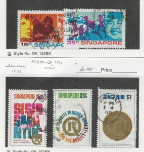 Singapore, Postage Stamp, #161-162, 167-168, 170 Used, 1972-3