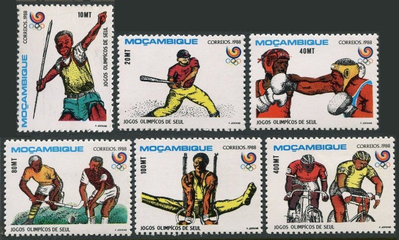 Mozambique 1035-1040, MNH. Mi 1113-1118. Olympics Seoul-1988, Javelin, Baseball,