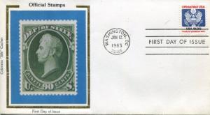 US FDC Scott #O132  $1.00 Official Mail. Colorano Silk Cachet. Free Shipping.