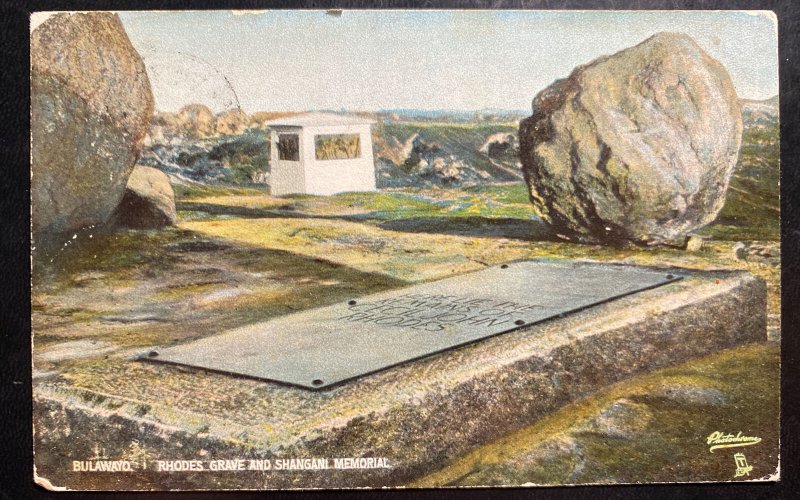 1907 Hartley S Rhodesia Picture Postcard cover  Rhodes Grave & Shangani Memorial