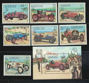 Laos 561-568 MNH Classic Sports & Race Cars Automobiles ZAYIX 031222-SM25M