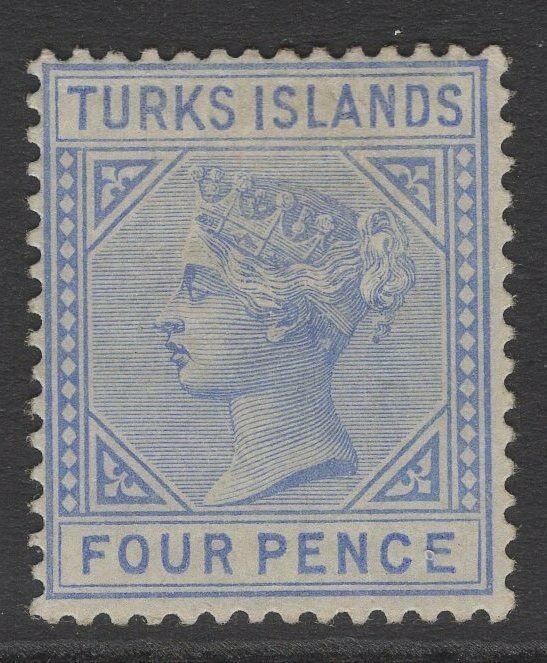 TURKS ISLANDS SG50 1881 4d ULTRAMARINE MTD MINT