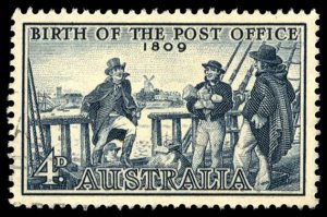 AUSTRALIA Sc 332 USED - 1959 4p -  Birth of Post Office - Postmaster I. Nichols