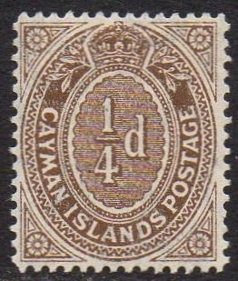 Cayman Islands 1908  ¼d brown MNH