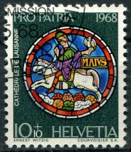 Switzerland Sc#B374 Used, 10c+10c dp grn & multi, Pro Patria 1968 (1968)