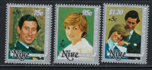 Niue B52-54 MNH 1982 Prince Charles wedding to Princess Diana