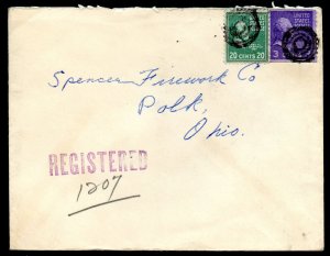 U.S. Scott 820 and 842 Prexies on 1947 Registered Letter