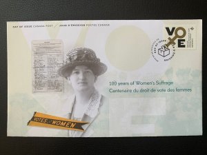 CANADA scott 2901 100 YEARS OF WOMAN`S SUFFRAGE FIRST DAY COVER