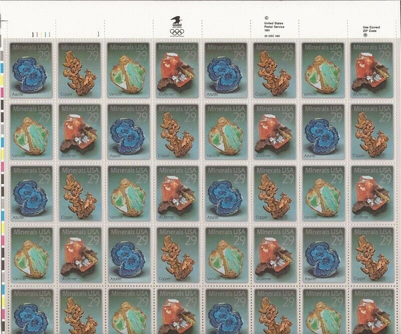 US Stamp 1992 Minerals 40 Stamp Sheet Scott - #2700-3