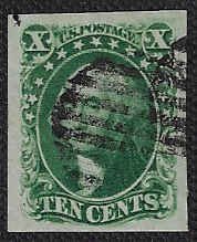 U.S. #15 Used 10c Washington Imperf (1855) - PF Certificate