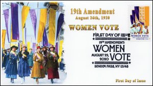 20-152, 2020, SC 5523, Women Vote, Pictorial Postmark, FDC, Seneca Falls NY,