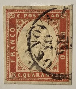 Italy (Sardinia) Scott #13d ($385) - A4 40c d. vermilion - Used - XF