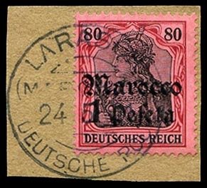 German Colonies, German Offices in Morocco #41 (Mi. 42) Cat€350, 1906 1p on...