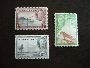 Stamps - Nyasaland - Scott# 68,70,84 - Mint Hinged Part Set of 3 Stamps