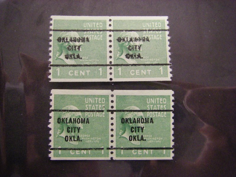 Precancel - Scott 839 - Prexie  Pair, & Gap Pair - OK - Oklahoma City
