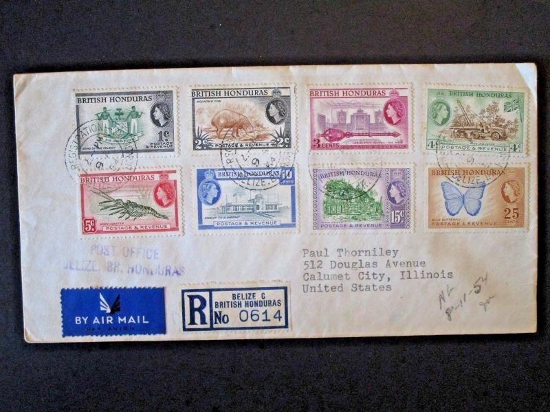 British Honduras 1955 Cover to USA / QEII Values to 25 Cents - Z4846