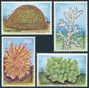 Fiji 607-610,MNH.Michel 602-605. Corals 1989.Platygyra daedalea,Acropora,