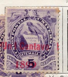 Guatemala 1899-1901 Early Issue Fine Mint Hinged 1c. Surcharged 087561