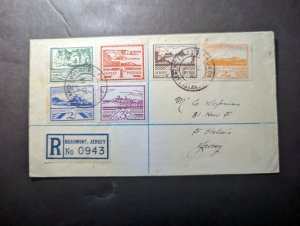 1945 Registered England Channel Islands Cover Beaumont to St Heliers Jersey CI