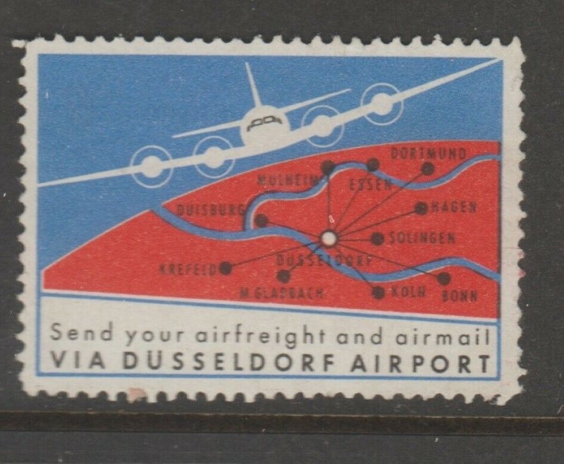 Cinderella revenue fiscal stamp 9-9-23 Germany Airport Airplane (English)