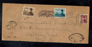 1950 Egypt Airmail Cover to Albion Michigan USA