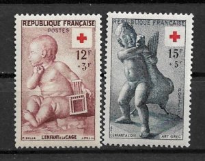 1955 France B300-1 Red Cross MNH C/S of 2