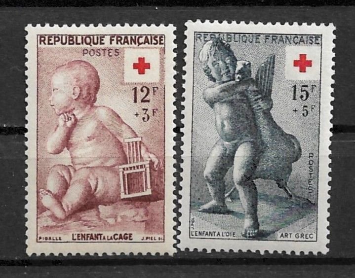 1955 France B300-1 Red Cross MNH C/S of 2