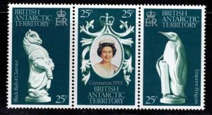 British Antarctic Territory Scott 71a-c coronation strip MH** 1978