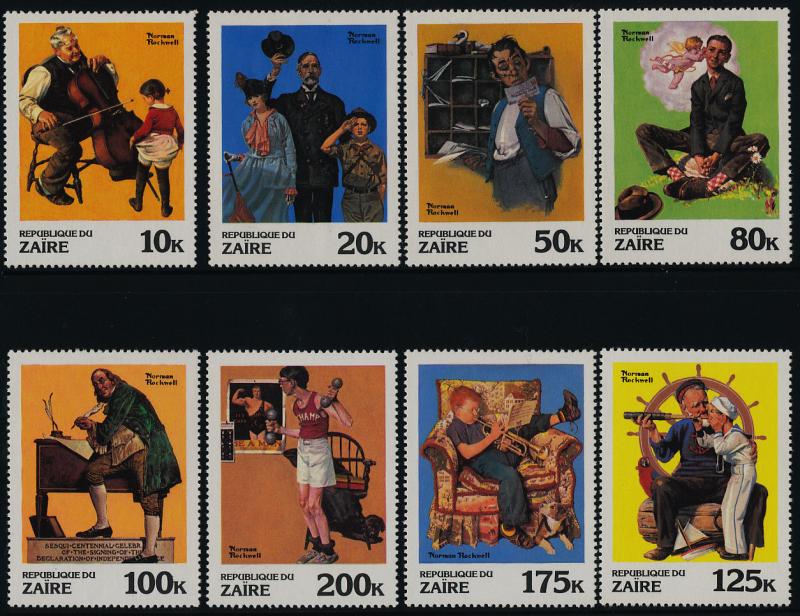 Zaire 1005-12 MNH Art, Paintings, Norman Rockwell, Music, Scouts