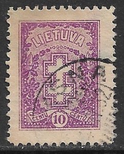 LITHUANIA 1927 10c DOUBLE BARRED CROSS Issue Sc 213 VFU
