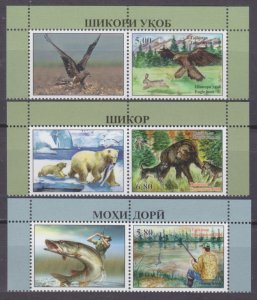 2020 Tajikistan  871-873+Tab Fauna - Hunting and fishing 10,00 €