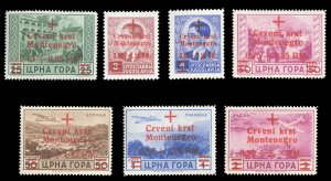 German WWII Occupation, Montenegro #Mi. 29-35 Cat€400, 1944 Red Cross, comp...