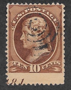 209 Used, 10c.Jefferson, Partial Imprint, Free, Insured Shipping