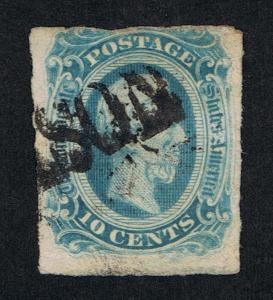 GENUINE CONFEDERATE CSA CERT SCOTT #12 USED BLUE DIE-B JACKSON STRAIGHTLINE SL07