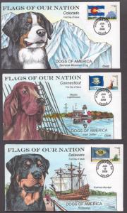 **US FDC SC# 4273-4288 Washington, DC 6/14/2008 Flags of the US & Dogs Collins 