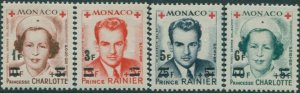 Monaco 1951 SG458 Red Cross ovpts singles MLH