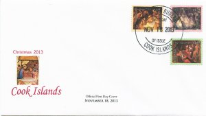 Cook Islands 2013 FDC Christmas Paintings 3v Set Cover Rembrandt Michelangelo