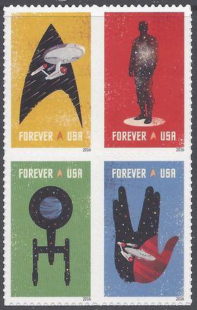 #5132-5135 (47c Forever) Star Trek Block of 4 2016 Mint NH