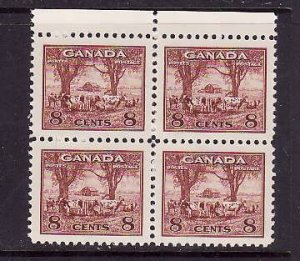 Canada-Sc#256-Unused 8c red brown NH block-Farm Scene-og-1942-Cdn859-