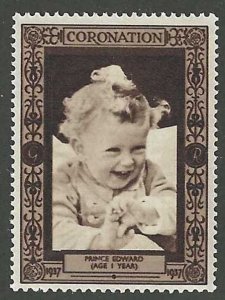 Great Britain, Prince Edward (Age 1 Year), 1937 George VI Coronation Stamp