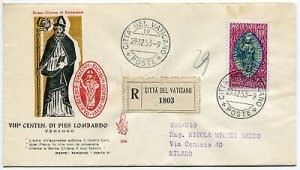 Pier Lombardo on FDC Venetia club traveled by registered mail