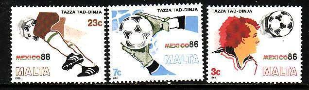 Malta-Sc#679-81- id7-unused NH set-Sports-World Cup Soccer-Mexico-1986-