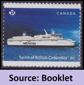 Canada 3389 Ferries Spirit of British Columbia BC P single MNH 2023