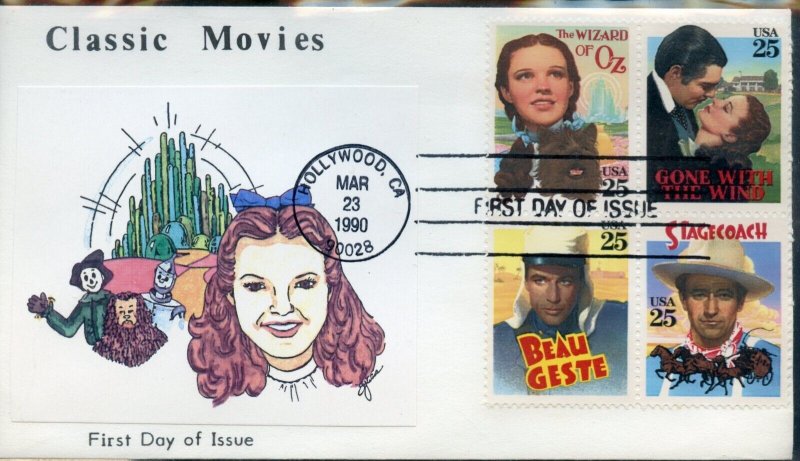 UNITED STATES 1990 CLASSIC MOVIES FIRST  DAY COVER