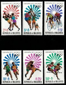 Maldives 1972 - Olympics - Set of 6 Stamps - Scott #405-10 - MNH