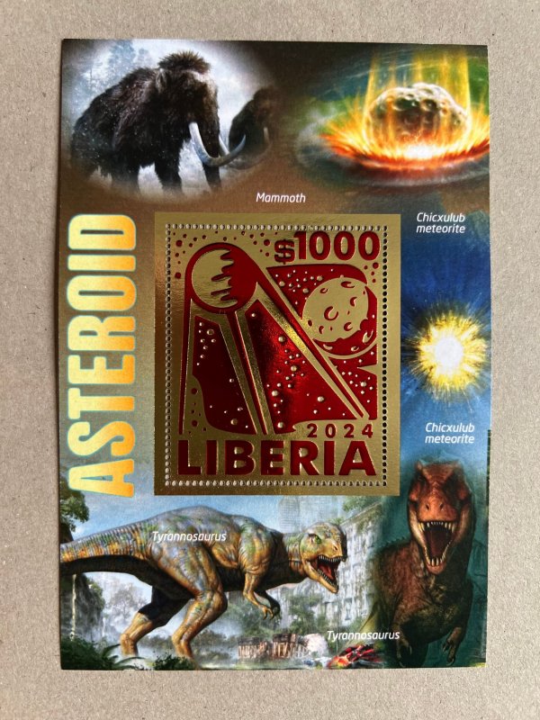 Meteorites, Dinosaurs, Mammoths 2024 year 10 blocks Foil. Gold perforated