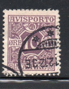 Denmark Sc P4 1907 1o ore deep lilac newspaper stamp used